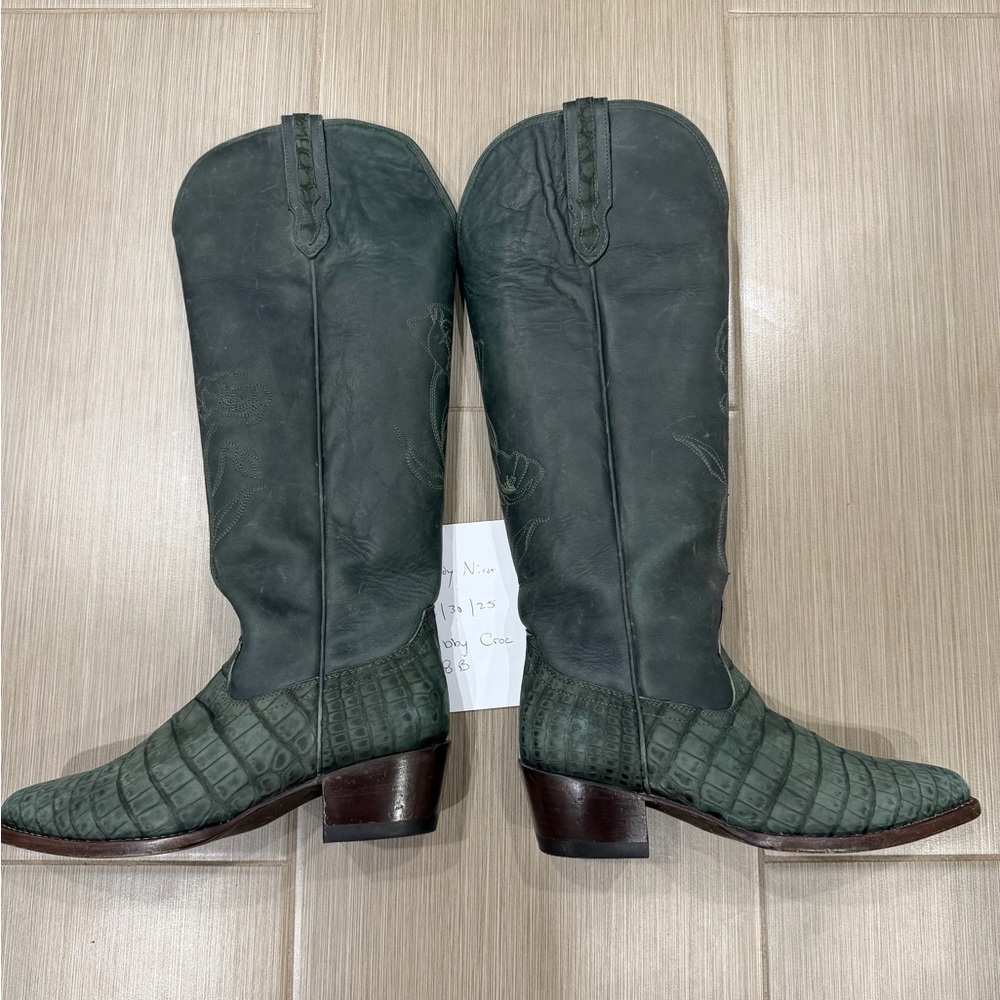 Tecovas Kristopher Brock Abby sueded crocodile boots 8b